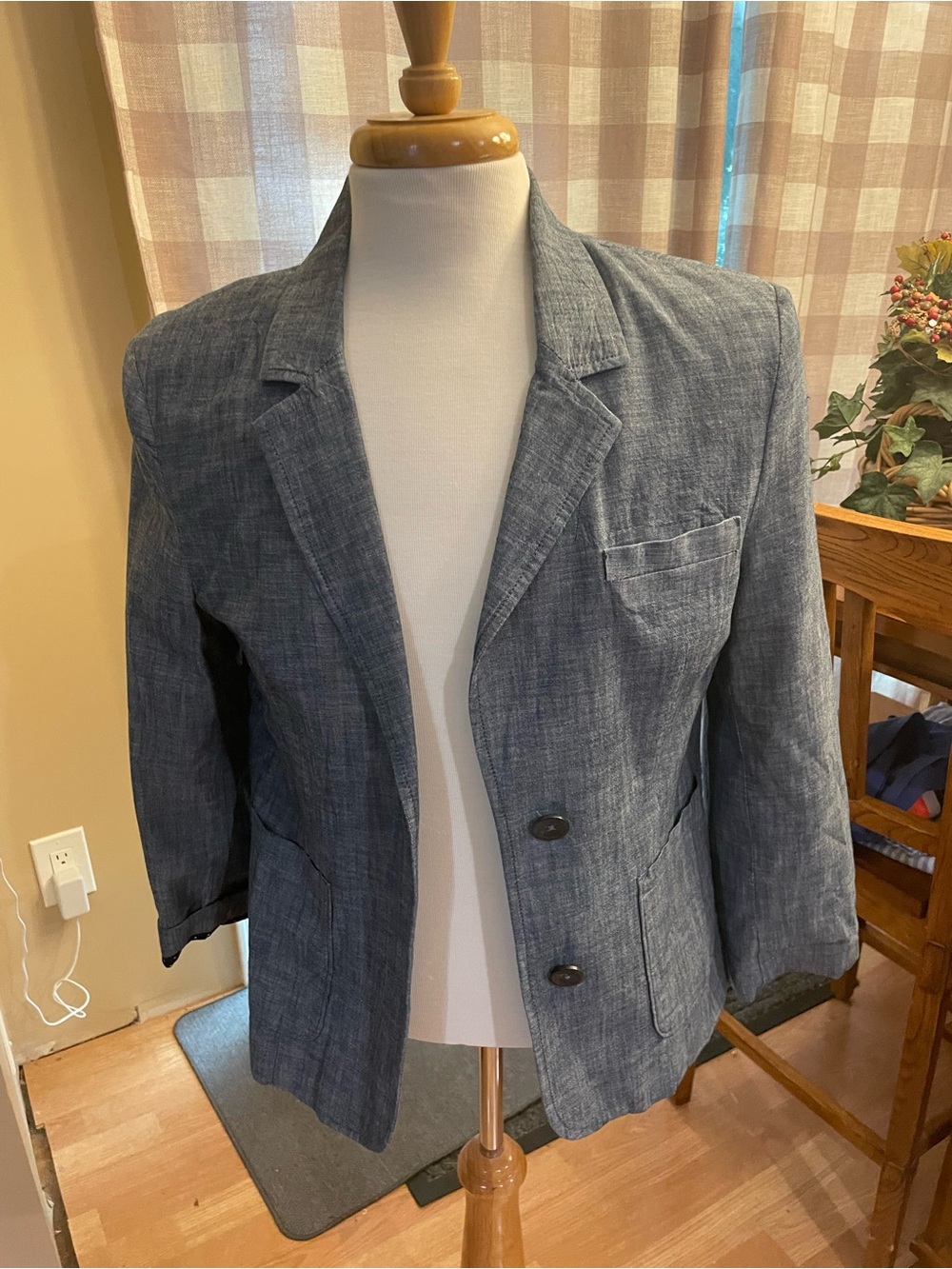 GAP chambray lightweight blazer jacket 12